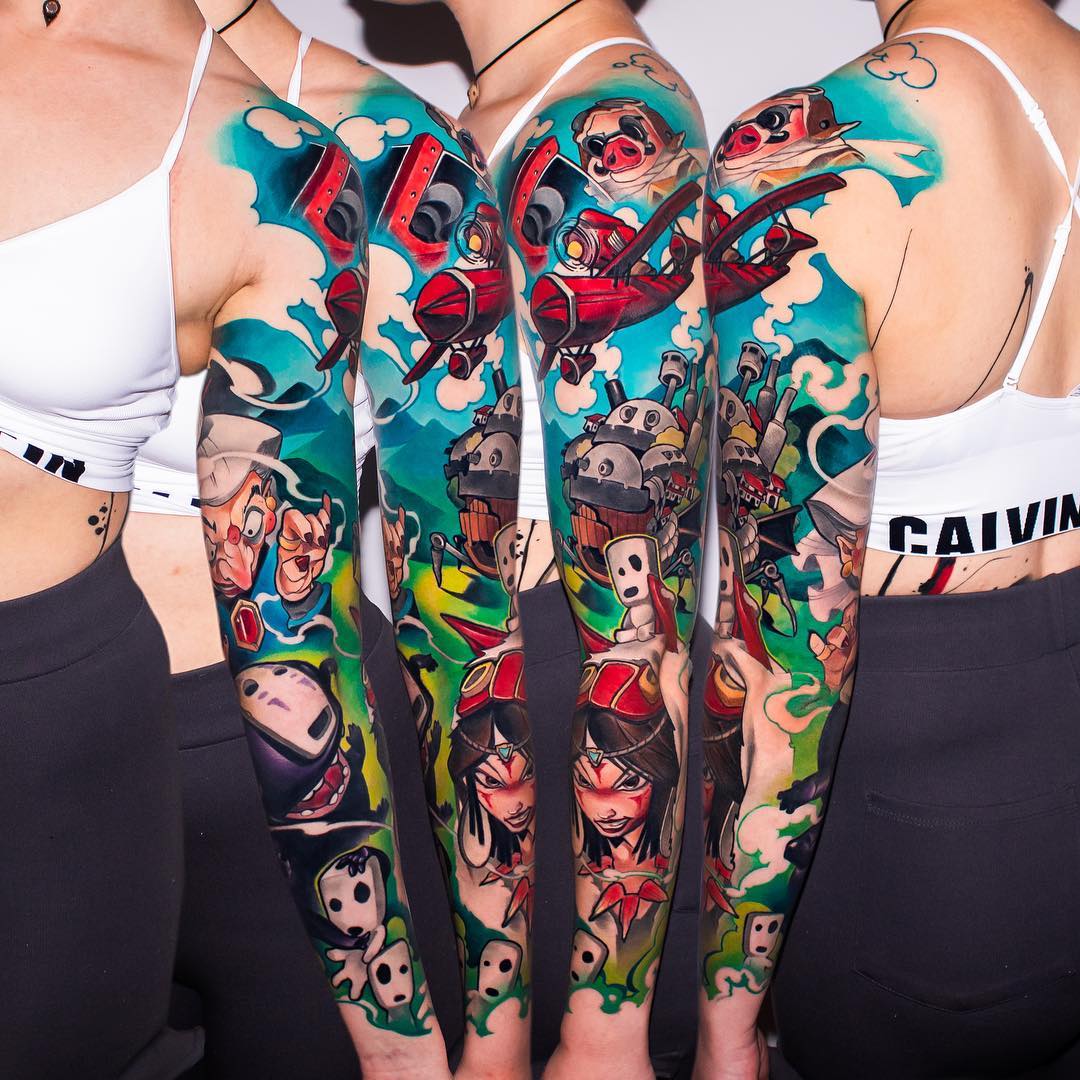 15 Amazing New School Sleeve Tattoos Inkppl