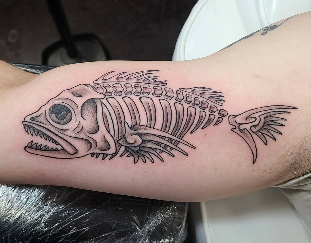 22 Skeleton Fish Tattoos Ideas Fish Bone Tattoo Tattoos Fish Tattoos