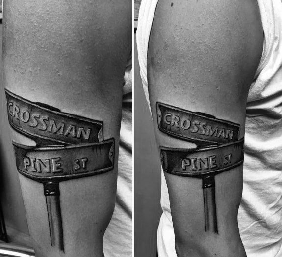 30 Street Sign Tattoo Ideas For Men Navigational Designs