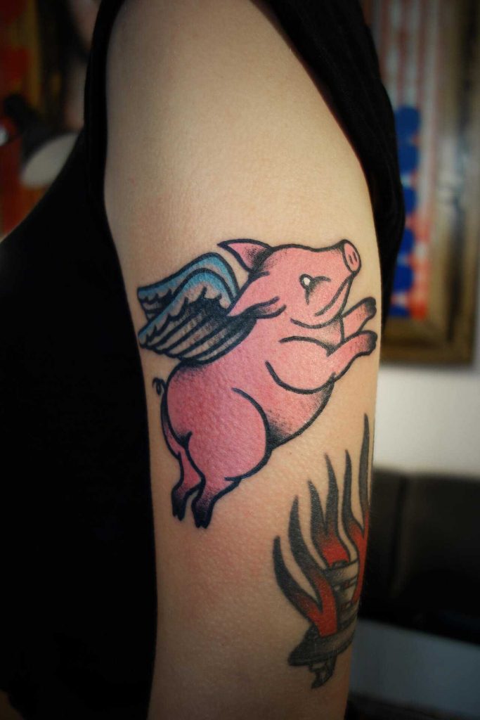 37 Best Cute Pig With Wings Tattoos Designs Images Flying Pig Tattoo