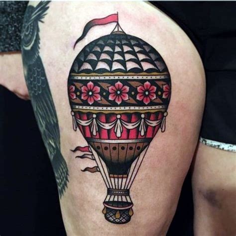 45 Cute Hot Air Balloon Tattoo Designs