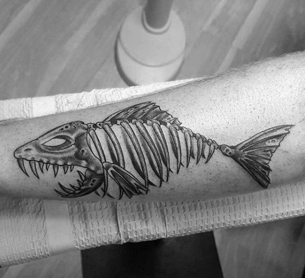 50 Fish Skeleton Tattoo Designs For Men X Ray Ink Ideas Skeleton