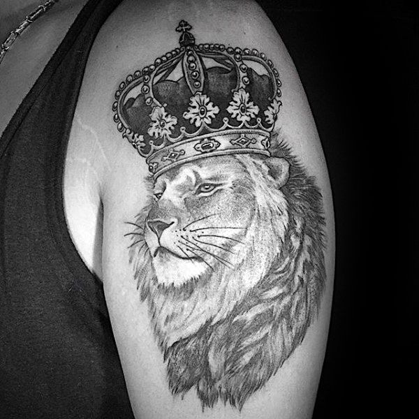 50 Lion With Crown Tattoo Designs For Men Royal Ink Ideas Lion With