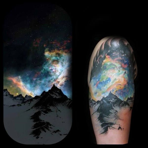 50 Northern Lights Tattoo Designs For Men Aurora Borealis Ideas