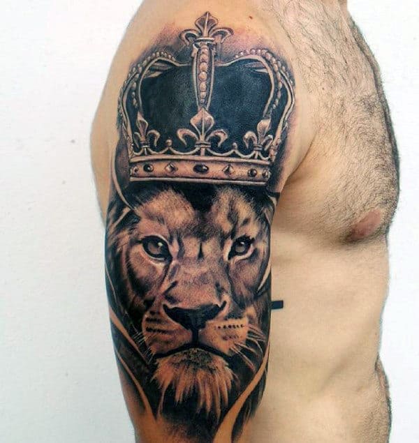 50 Wild Lion With Crown Tattoo Designs For Men 2024 Guide Lion