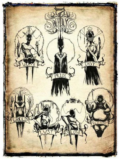 7 Deadly Sins Symbols Tattoos