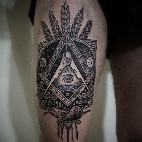 A Man S Leg With An All Seeing Eye Tattoo On It