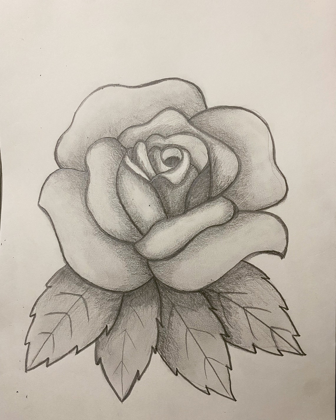 A4 Size Rose Sketch Ready To Hang Etsy Rose Sketch Tattoo Art