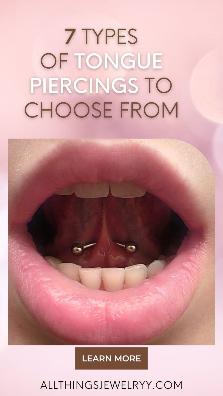 An Open Mouth With The Words 7 Types Of Tongue Piercings To Choose From