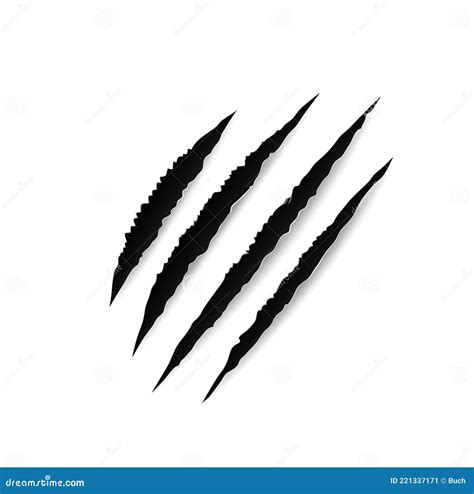 Animal Claw Marks Paw Scratches Slash Traces Stock Vector