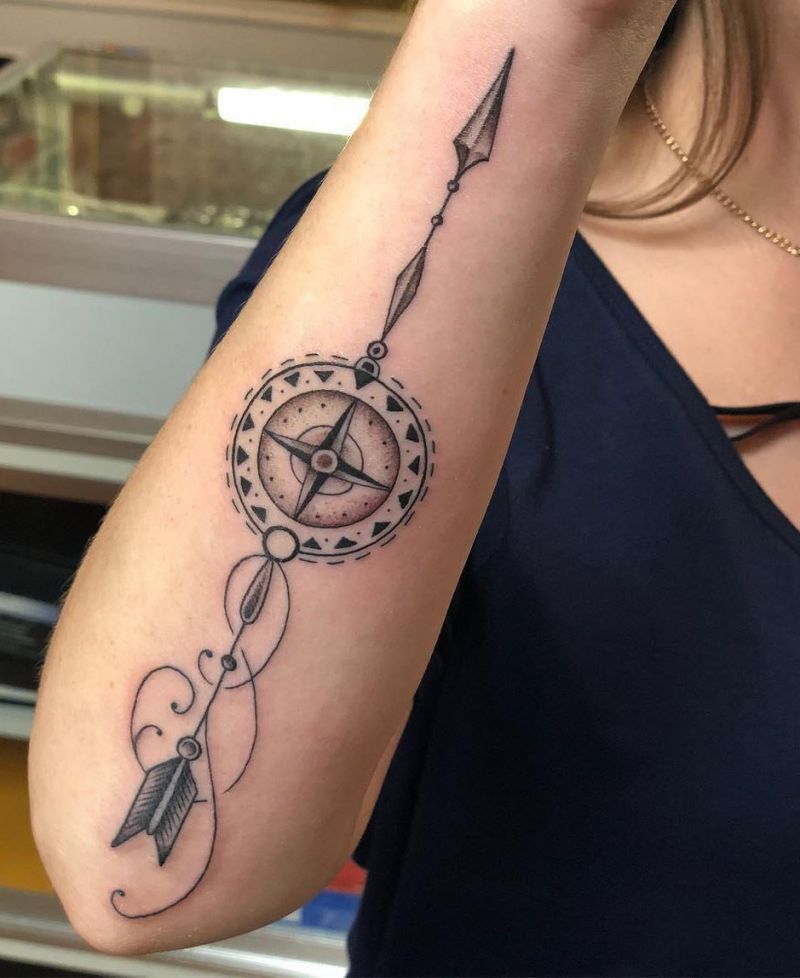 Arrow Compass Tattoo Idea With Nature Theme Naturetattoo Compasstattoo Simple And