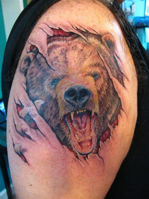 Bear Tearing Through Skin Tattoo Vanthofffactor