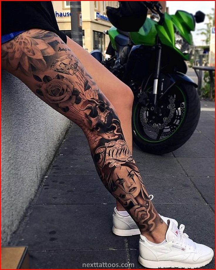 Beautiful Bottom Half Of A Leg Sleeve Leg Tattoos Women Flower Leg