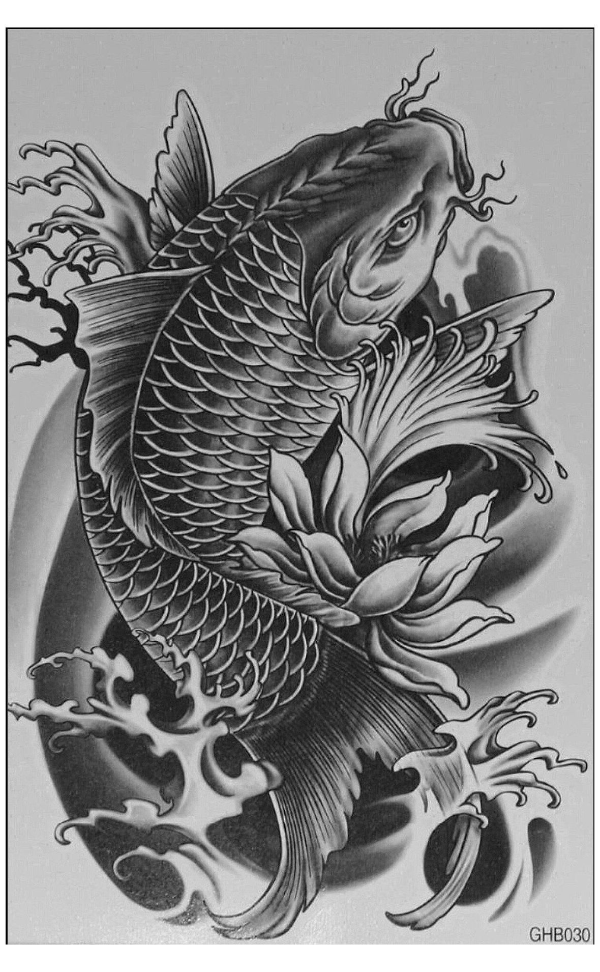 Black And White Japanese Sleeve Tattoo Design Koi Tattoo Sleeve