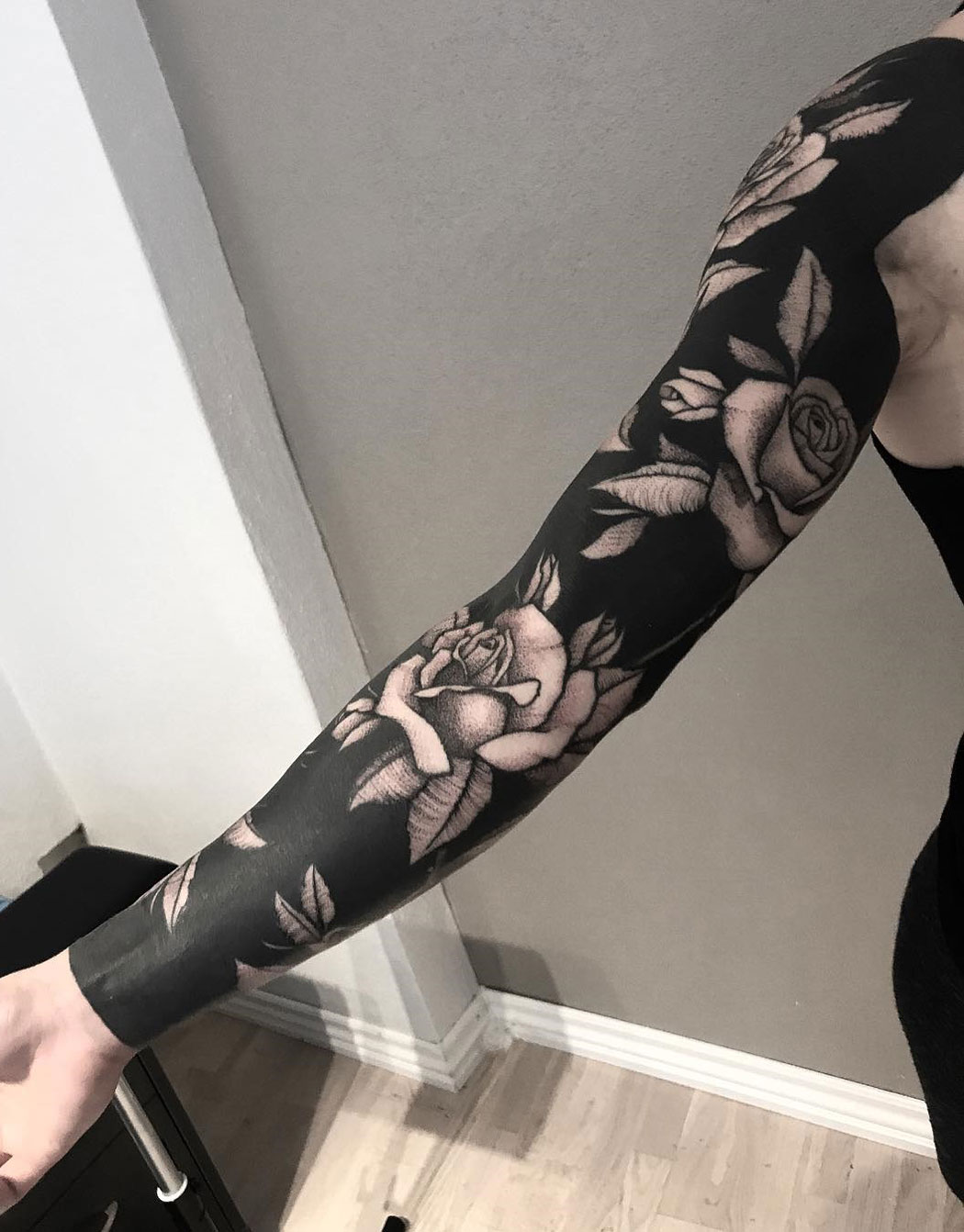 Black And White Sleeve Tattoo