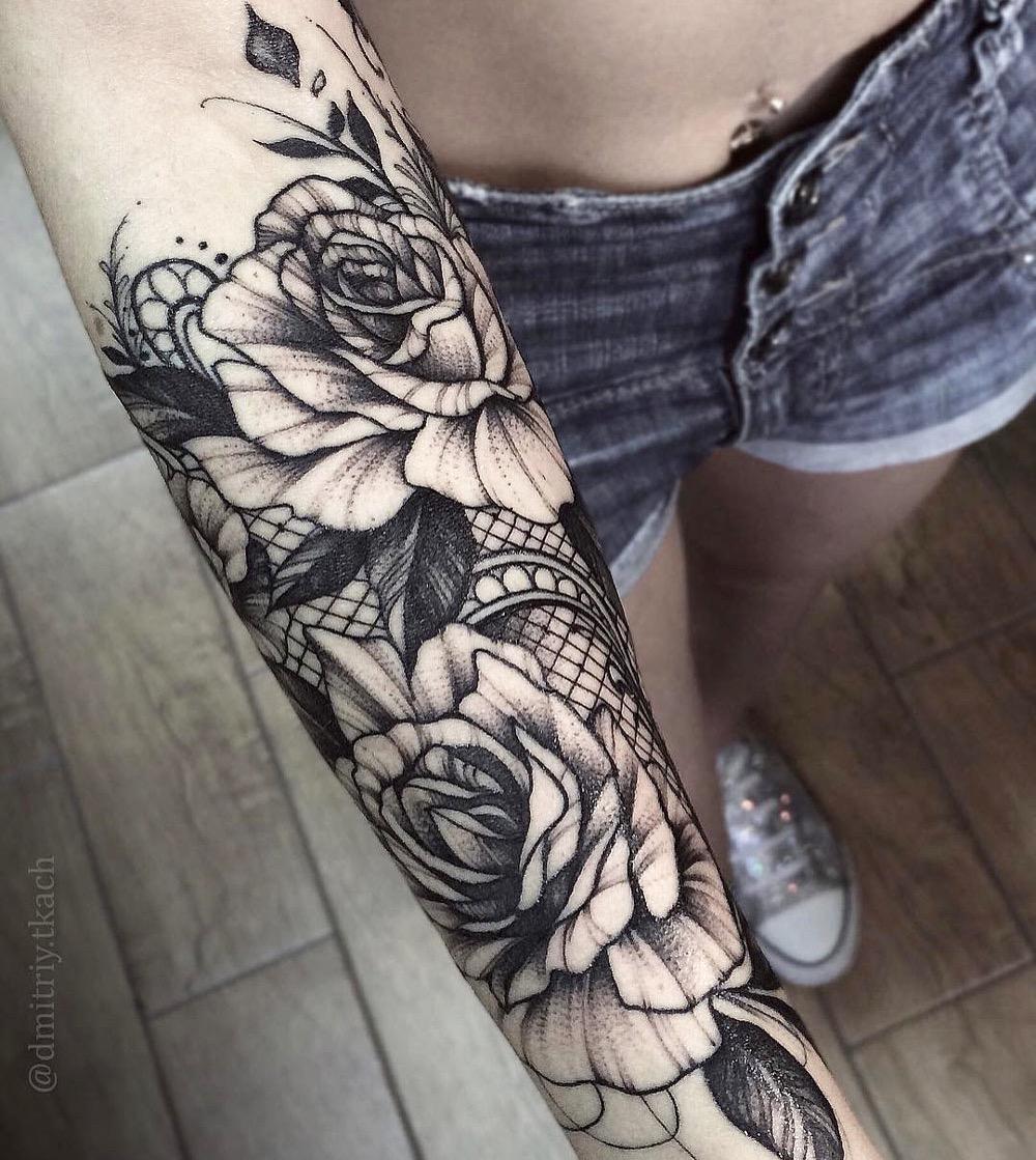 Black Ink Roses By Dmitriy Tkach Ukraine R Best Tattoos