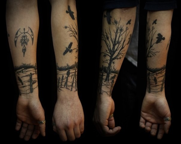 Black Ink Tree Branches Male Forearm Tattoo Tree Tattoo Forearm Tree