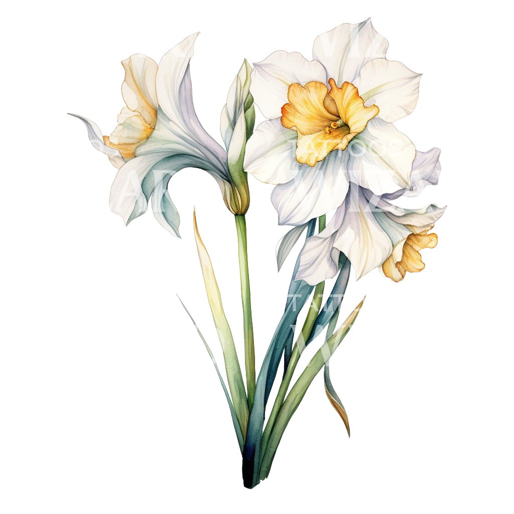 Botanical Narcissus Flower Tattoo Design Tattoos Wizard Designs