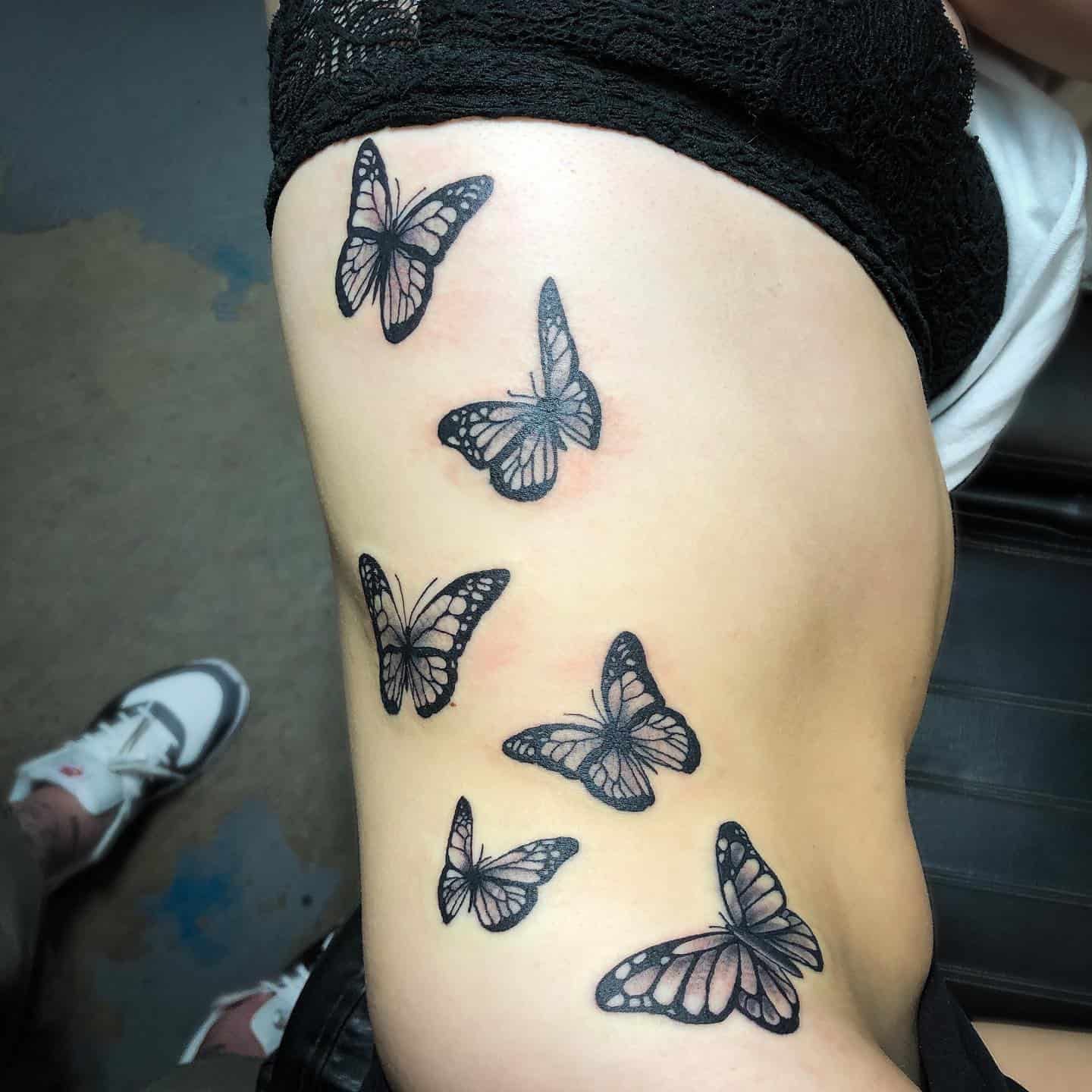 Butterfly Tattoo Designs On Side Hip