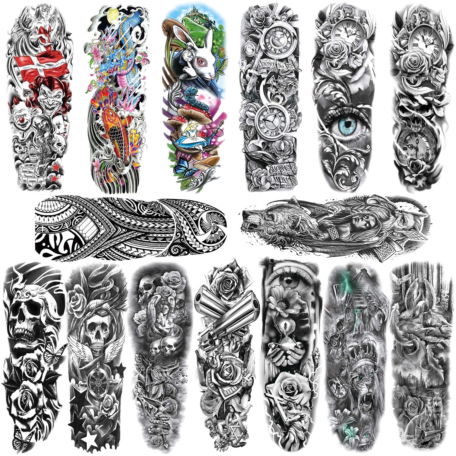 Buy Konsait 15 Sheets Large Temporary Tattoos Full Arm Tattoo Sleeves