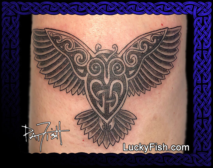 Celtic Great Horned Owl Tattoo Design Luckyfish Inc And Tattoo