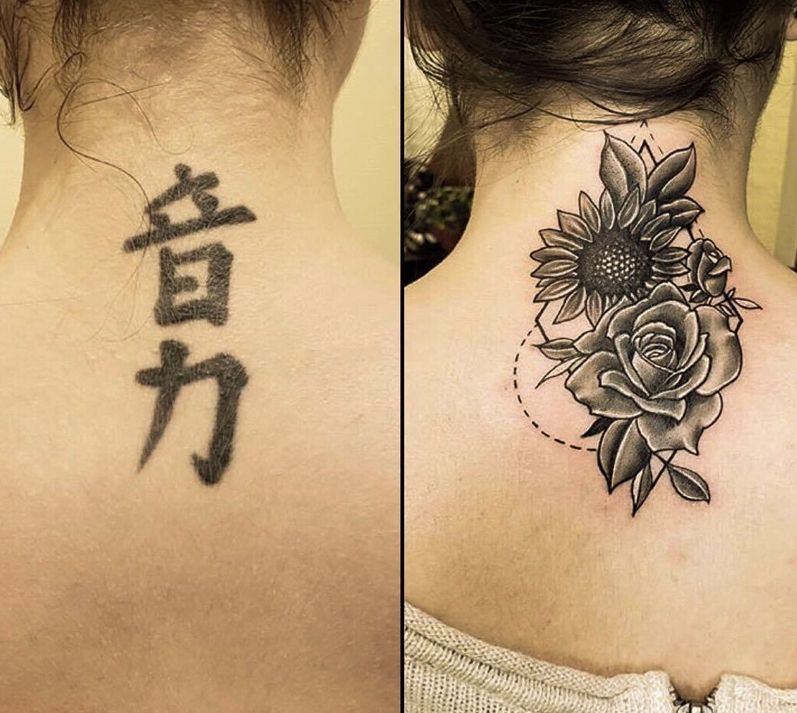 Cover Up Completed Neck Tattoo Necktattoosideas Neck Tattoo Cover Up