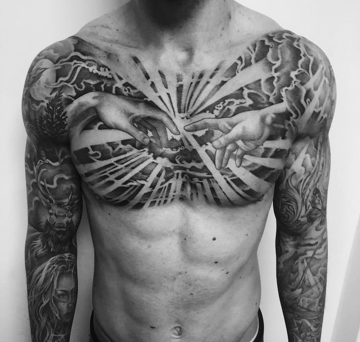 Creation Of Adam Chest Tattoo Chest Tattoo Chest Tattoo Images Tattoos