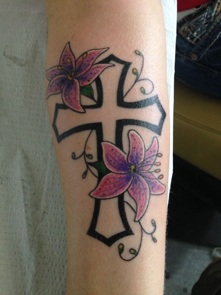 Cross and Flower Tattoo Designs Inspiration and Meaning