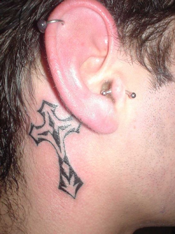 Cross Behind Ear Tattoo Cross Tattoos For Women Cross Tattoo Behind