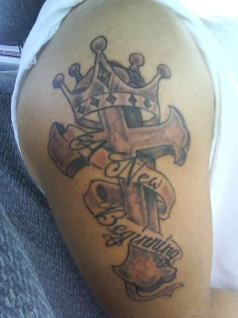 Crown And Cross Tattoos For Men