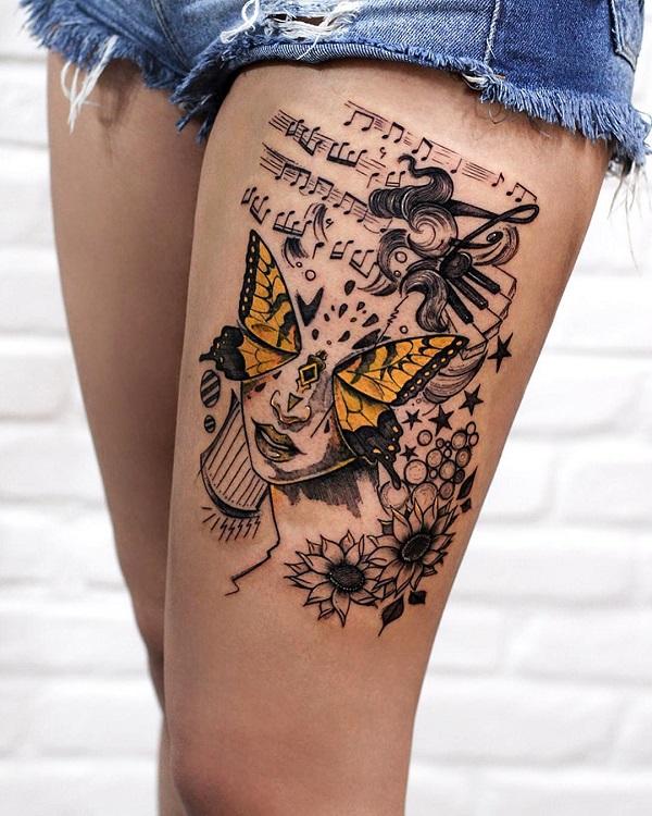 Cute Flowers On Thigh Tattoo Best Tattoo Ideas Gallery