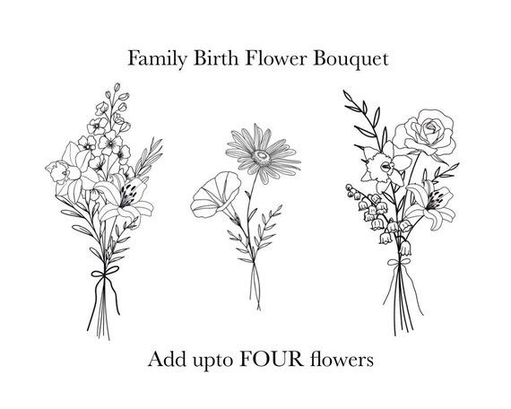 Digital Custom Family Birth Flower Bouquet Family Birth Month Tattoo