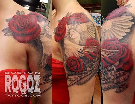 Dove And Rose Tattoos For Men