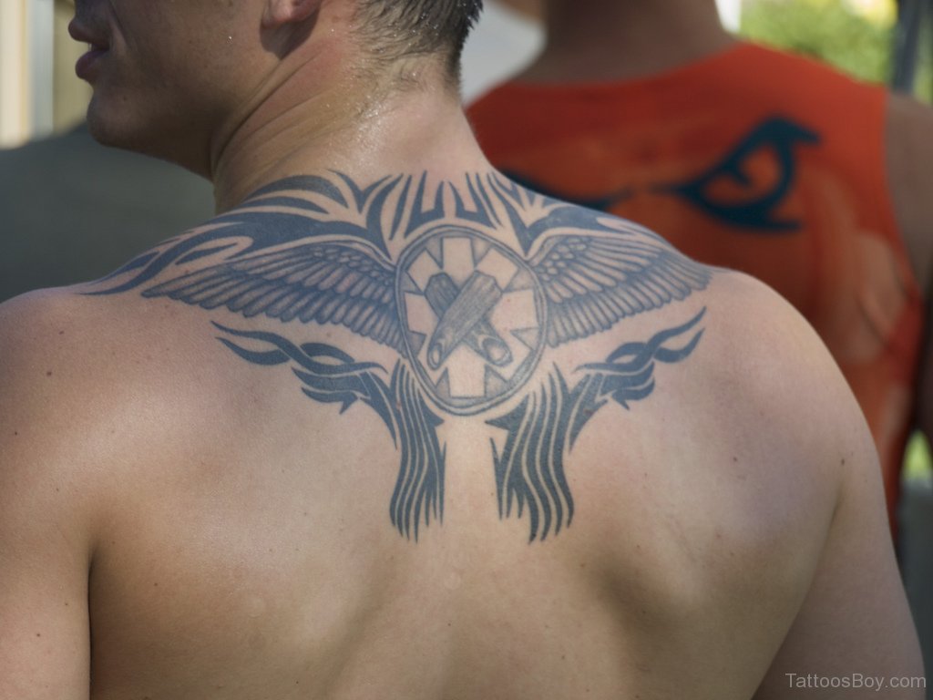 Eagle Wings Upper Arm Sleeve Tattoo Starting From The Back Simple