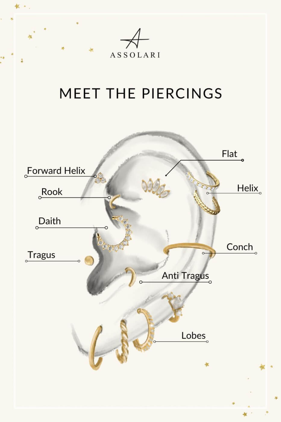 Ear Piercing Diagram Types Of Ear Piercings Ear Piercings Ear