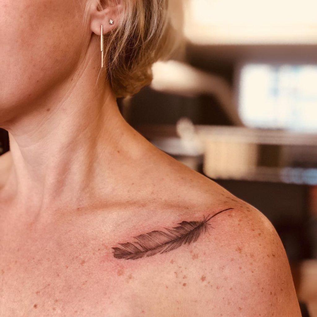 Elegant Feather Tattoo By Lianna