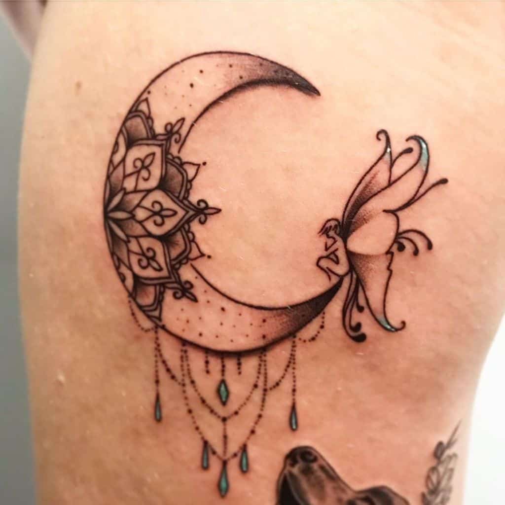 Fairy Moon Tattoo This Is My First One Tattoos Moon Tattoo