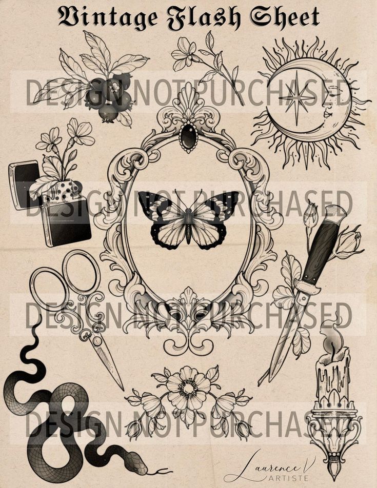 Flash Tattoo Design Sheet Printable Tattoo Design Pdf Tattoo Design