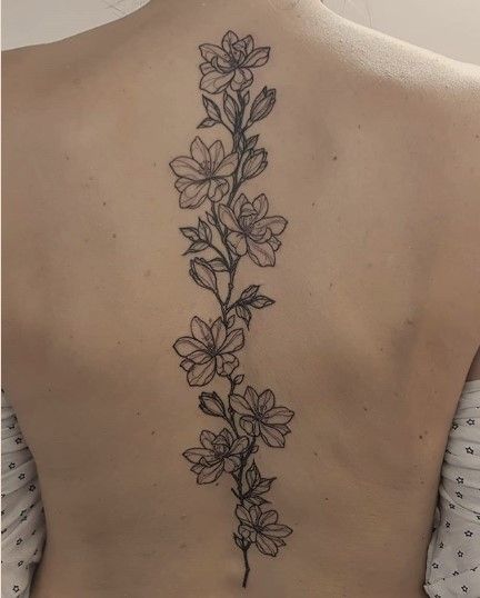 Floral Spine Tattoo Floral Back Tattoos Spine Tattoos For Women