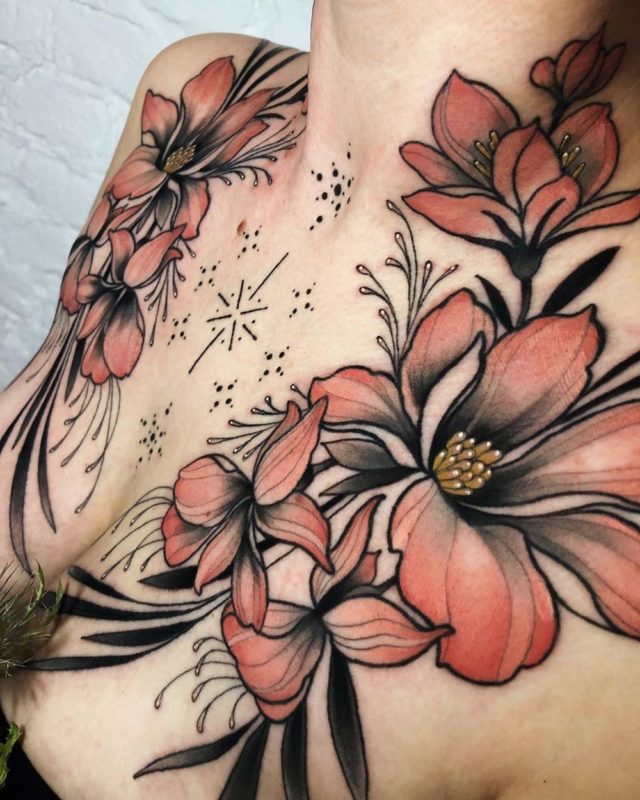 Flower Chest Tattoos Best Tattoo Ideas Gallery