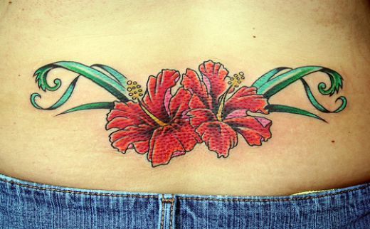 Flower Tattoo On Lower Back