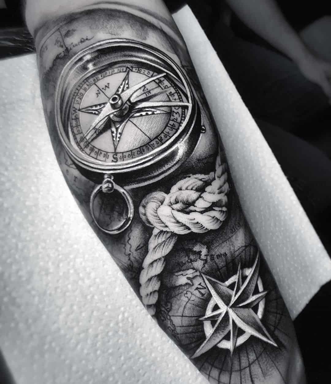 5 Unique Forearm Compass Tattoo Designs