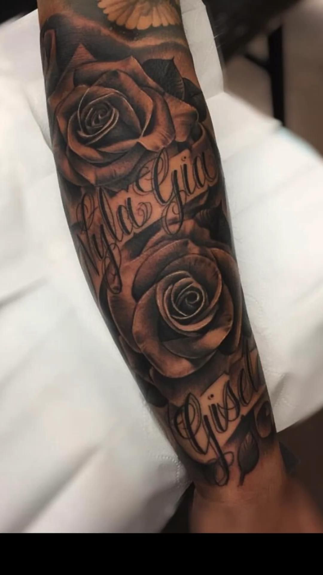 Forearm Two Rose Name Tattoo Artofit