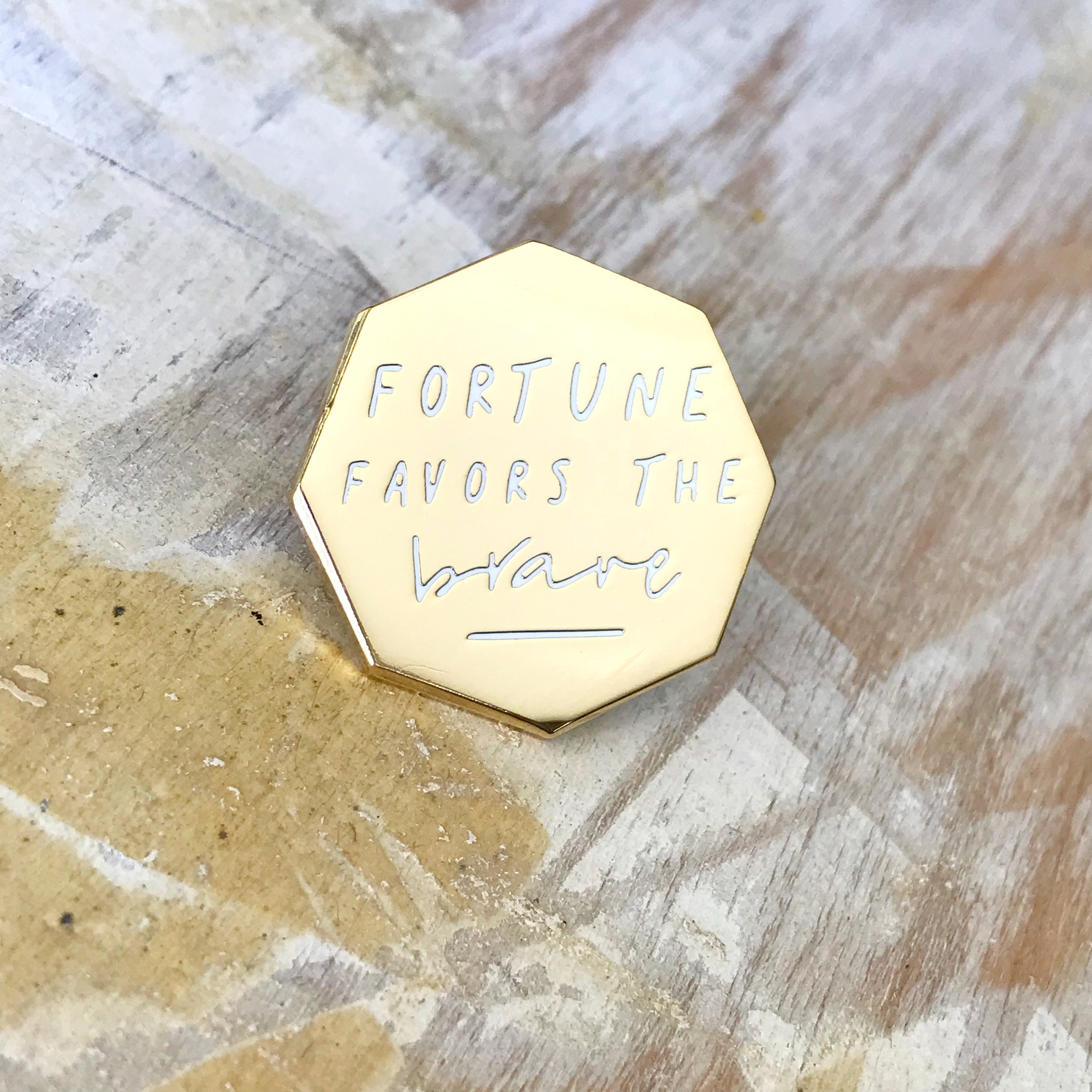 Fortune Favors The Brave Enamel Pin Quote Enamel Pin Etsy