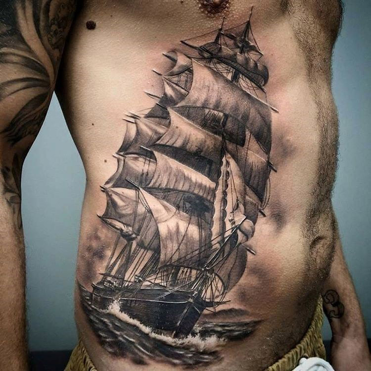 Full Back Guys Popeye Sailing Ship Tattoos Navy Tattoos 3D Tattoos Life Tattoos Body Art