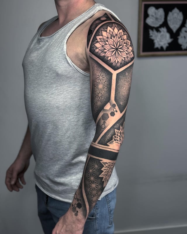 Geometric Tattoo Sleeve Done By Me Tattoopelikan Poland R