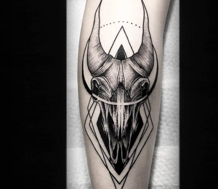 Goat Skull Tattoo By Otheser Tattoo Thigh Tattoo Leg Tattoos Body Art