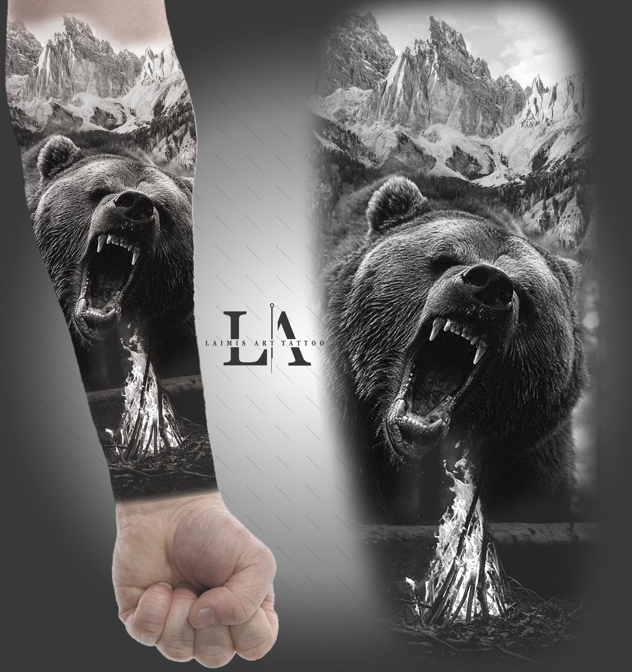 Grizzly Bear Tattoo Sleeve