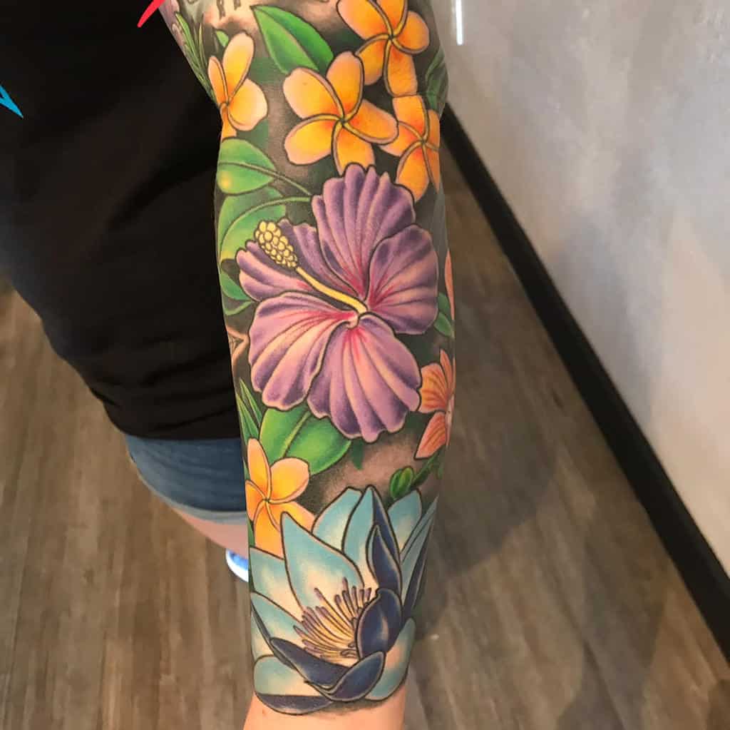 Hawaiian Flower Tattoo Sleeve