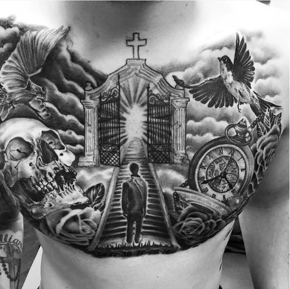 Heaven Gates Tattoo On Chest